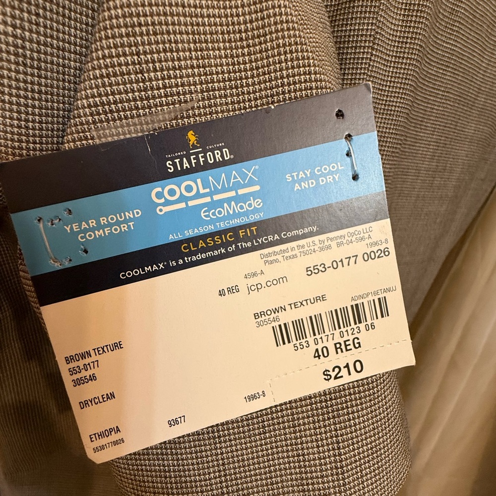 NWT Stafford Men's Brown & Tan 3-Piece Suit - Picture 4 of 13